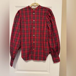 Polo Ralph Lauren Tartan Plaid Blouson Sleeve Cotton Shirt 8
